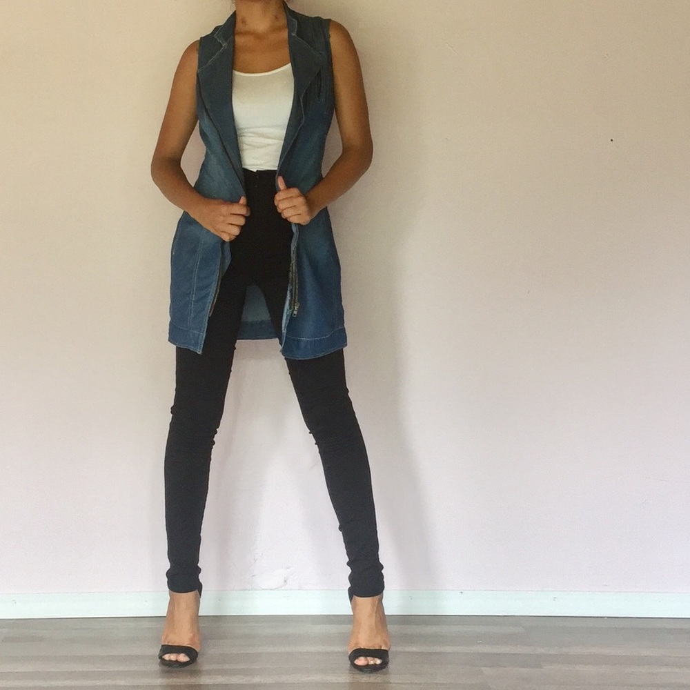 Zippered Denim Vest - Picture 2 of 6